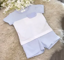 Pocket style baby blue shorts and tshirt