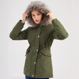 Polina™ | Hooded Plush Lined Cotton Mid-Length Parka