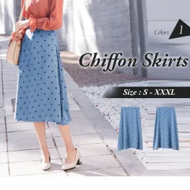 POLKA DOTS CHIFFON MIDI SKIRTS