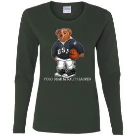 Polo Bear Ralph Lauren Shirt Women Long Sleeve Shirt