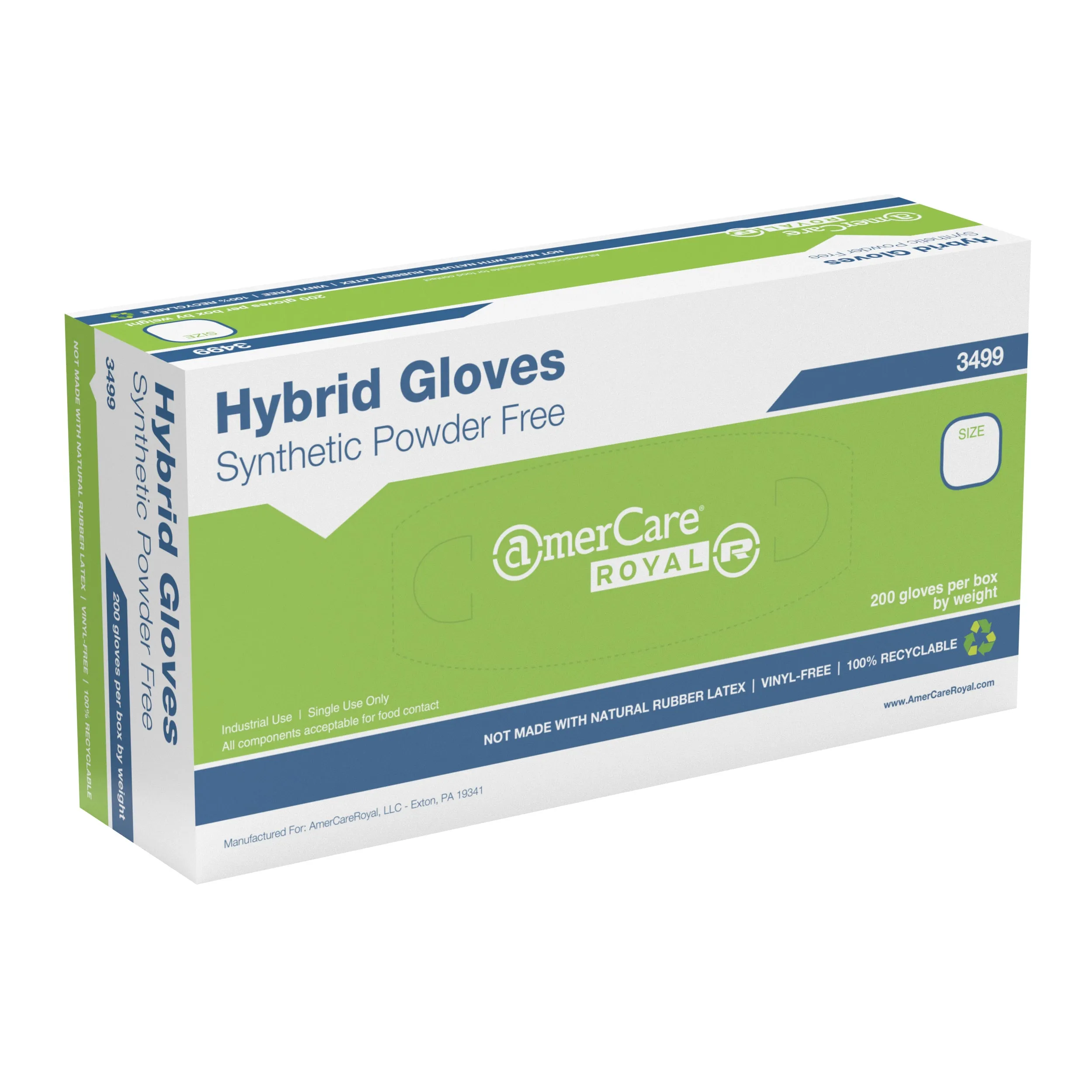 Powder-Free ACR Hybrid Gen 2.0 Gloves (XS-XXL), Case of 1,000 (XXL: 900)