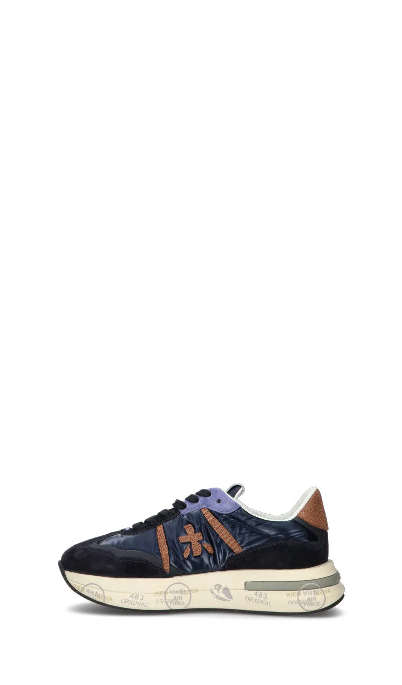 PREMIATA Sneaker donna blu/marrone in pelle