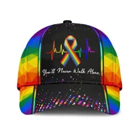 Pride Cap For Gay Friend, Gift For Lesbian Friends, Lgbt Printing Baseball Cap Hat You'll Never Walk Alone