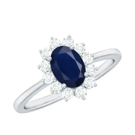 Princess Diana Inspired Blue Sapphire and Diamond Engagement Ring