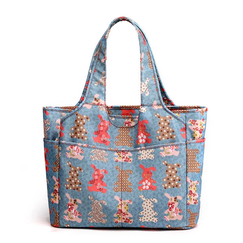 Printed Nylon Tote Shoulder Bag: Casual Chic with Large Capacity