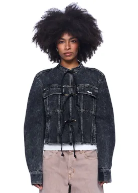 Private Policy Distressed Denim Cropped Jacket