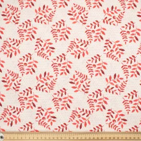 Provence Collection #05 Red Leaves & Micro Dot on White Cotton Prints