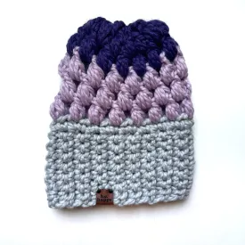 Puff Stitch Slouch Hat | Grey   Purple