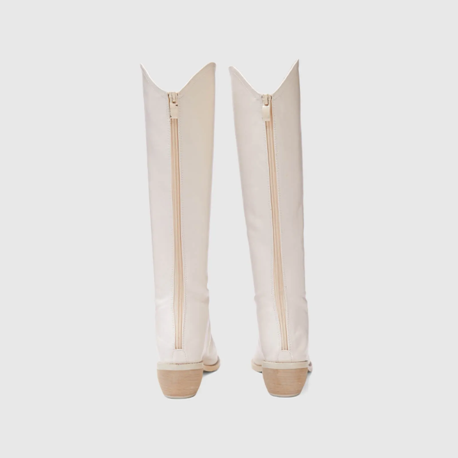 Pull On Cutout Chunky Heel Knee High Boots