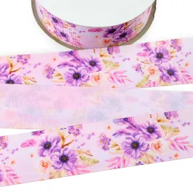 Purple Boho Roses Grosgrain Ribbon