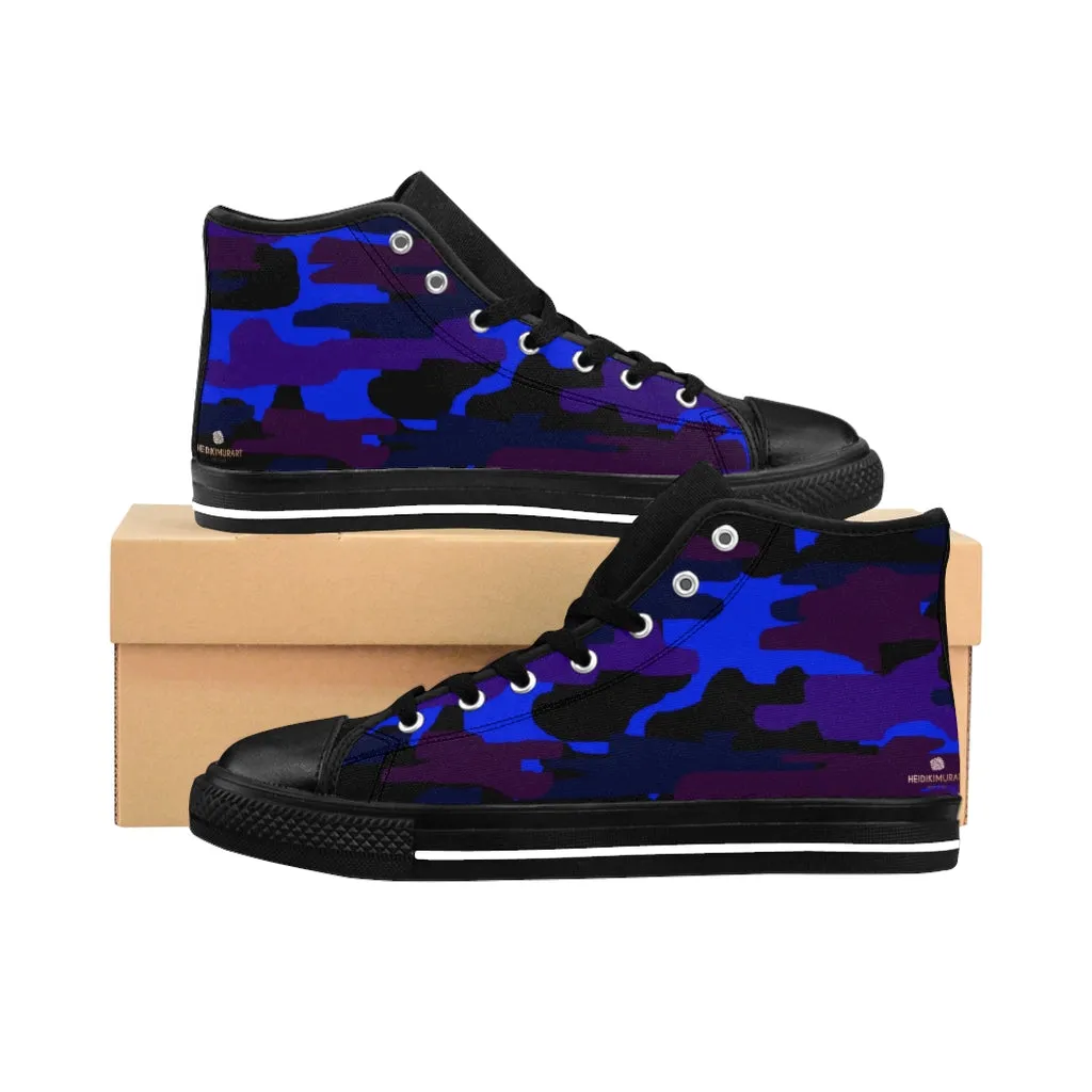 Purple Camo Women's Sneakers, Army Print Designer High-top Sneakers Canvas Tennis Shoes