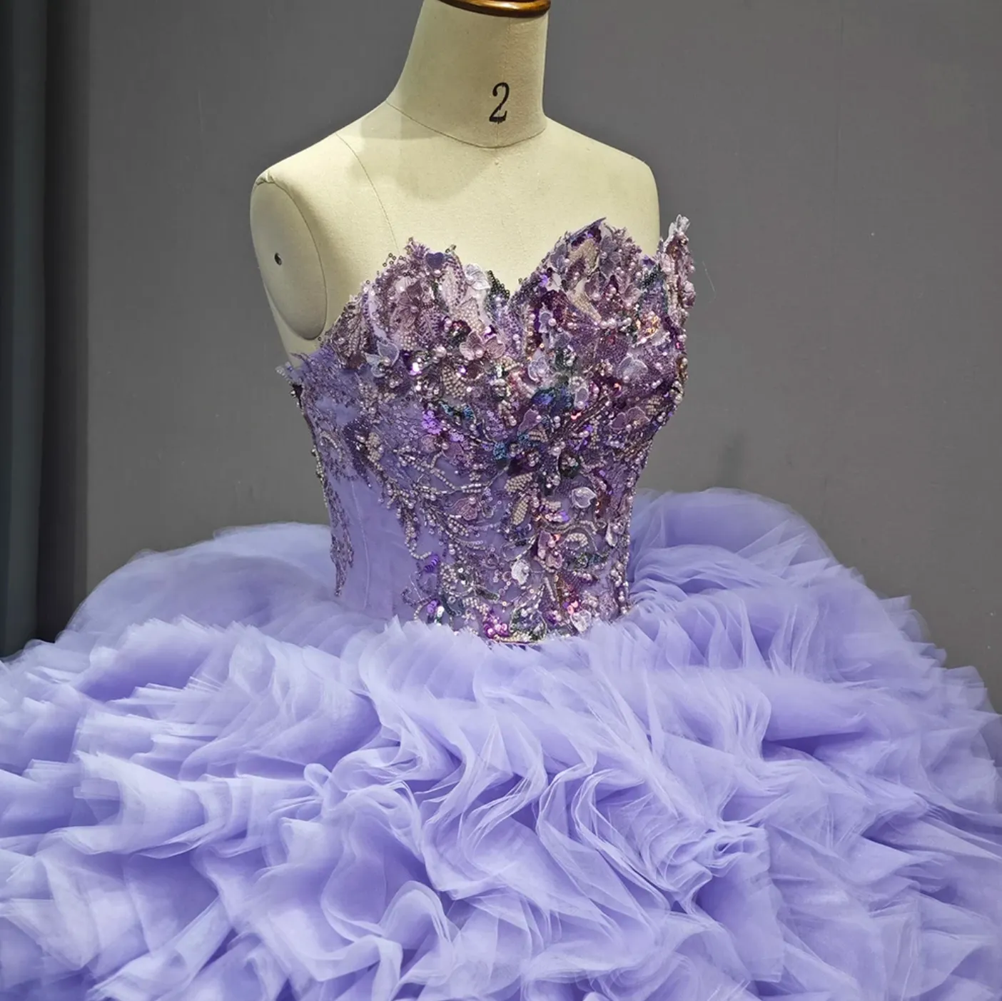 Purple Quinceanera Ball Gown Strapless Dress