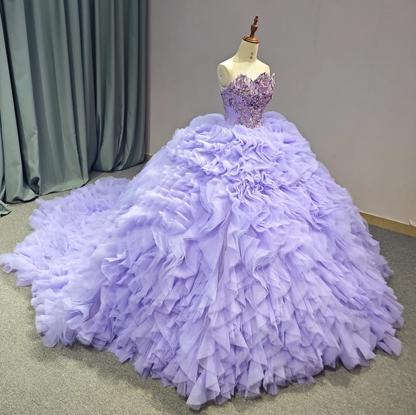 Purple Quinceanera Ball Gown Strapless Dress