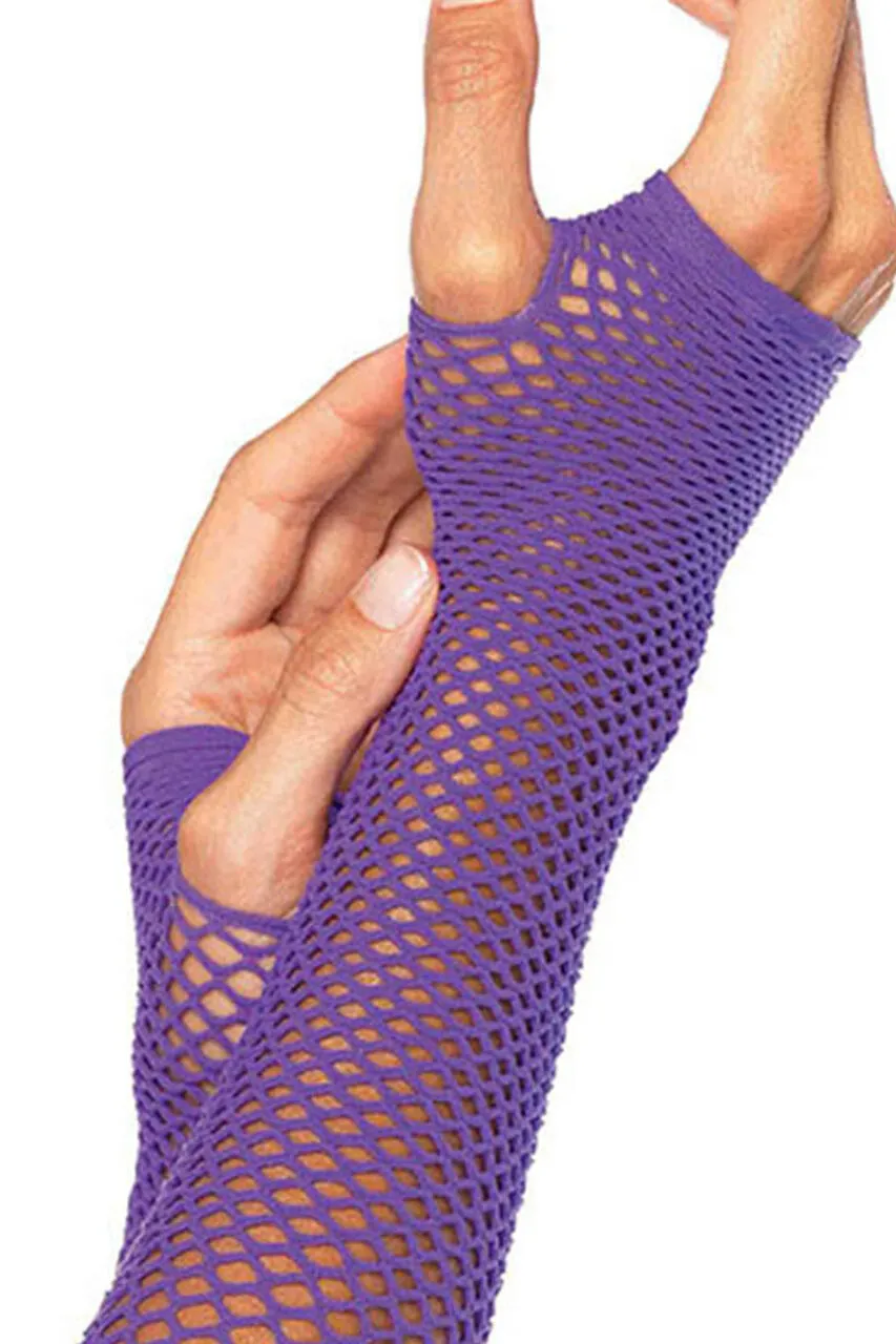 Purple Triangle Net Fingerless Gloves