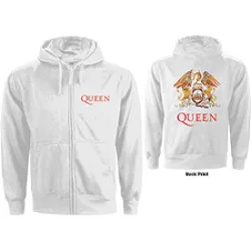 Queen Ladies Zipped Hoodie: Classic Crest (Back Print)