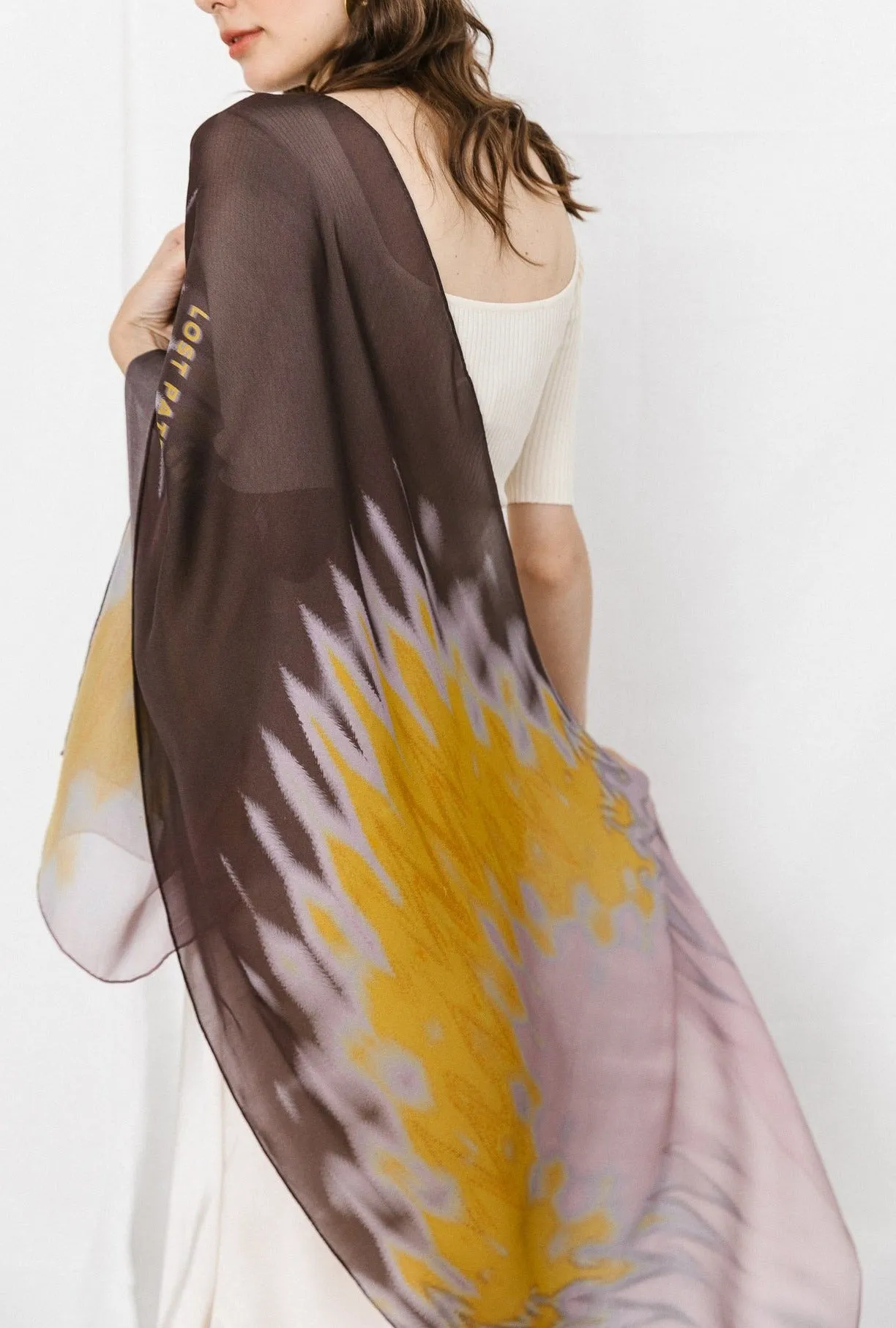 "Mist" Silk Chiffon Scarf - Yellow