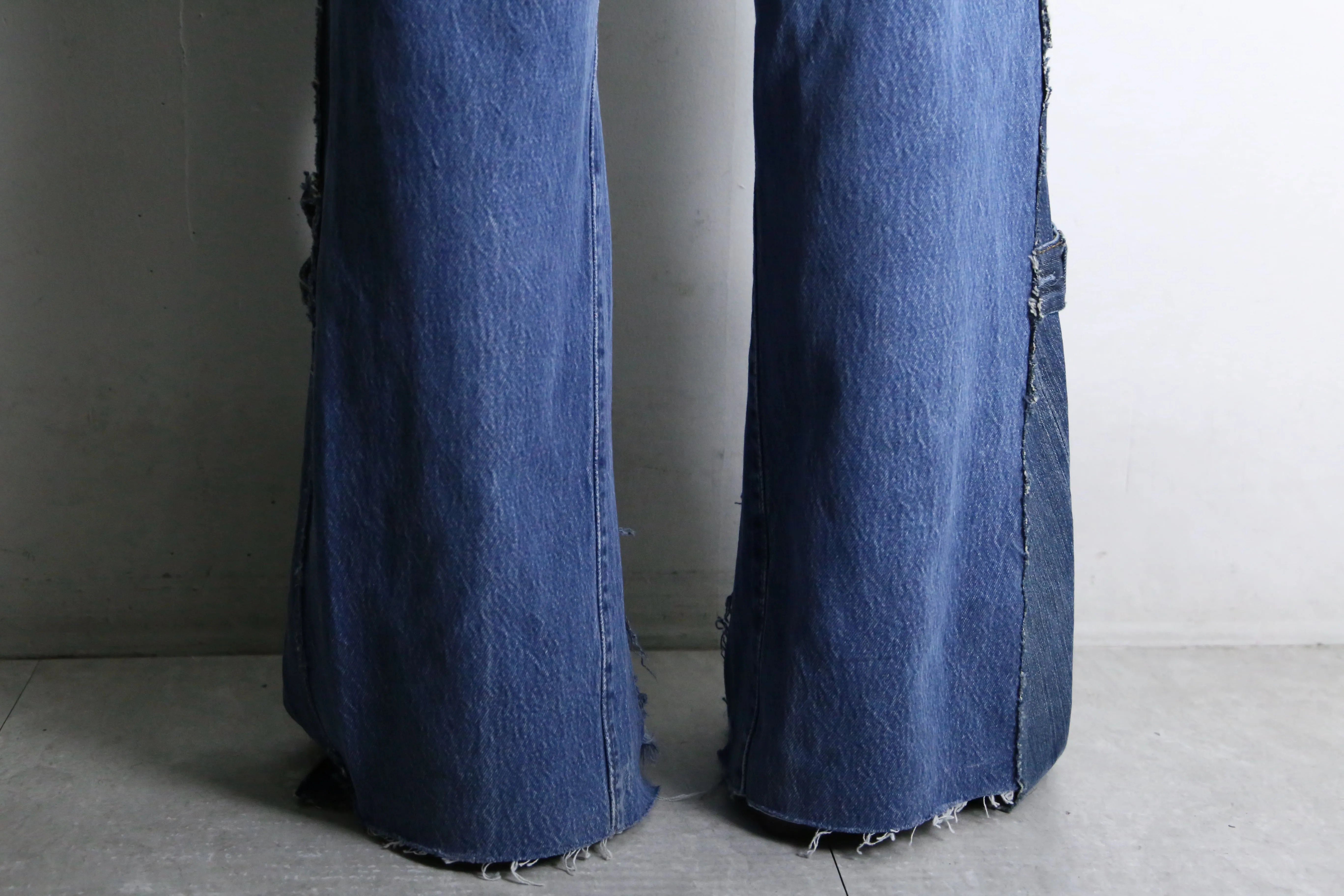 "Re:make" 3 docking side belt buggy denim pants