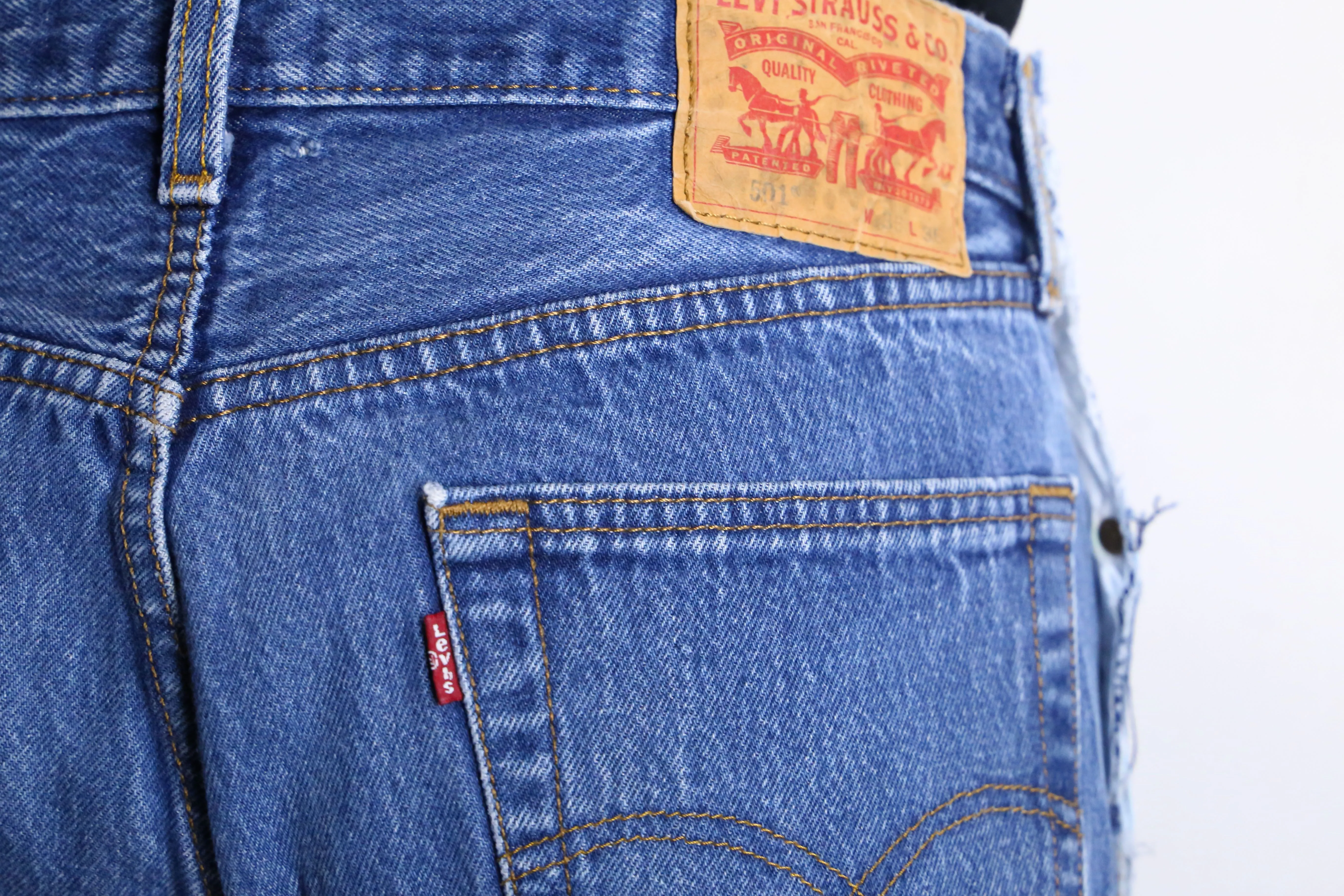 "Re:make" 3 docking side belt buggy denim pants