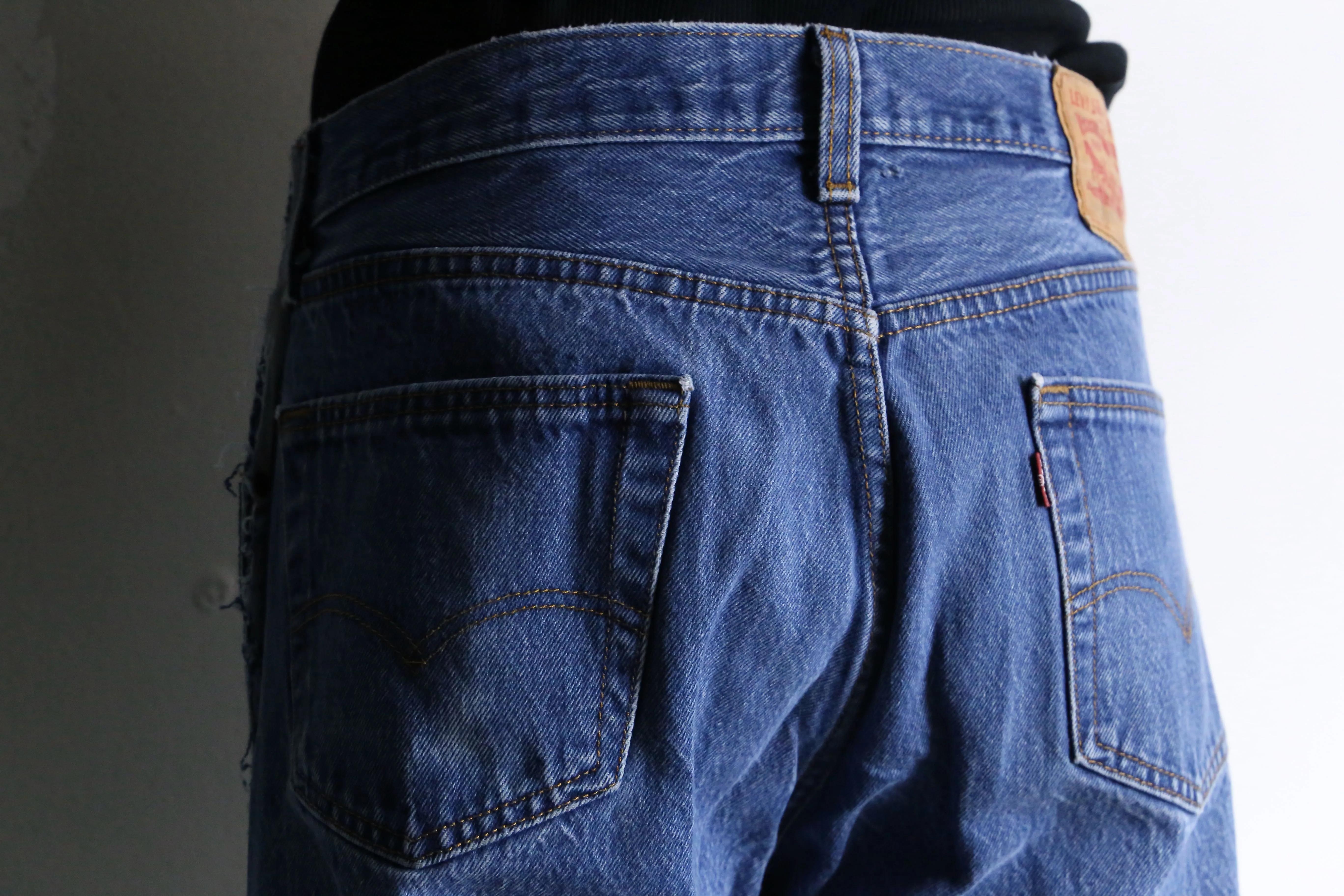 "Re:make" 3 docking side belt buggy denim pants