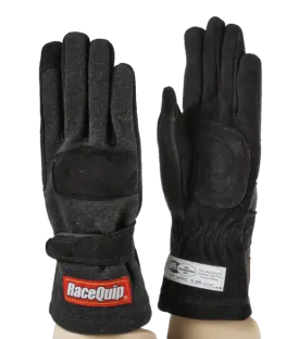 RaceQuip 355 Series 2 Layer Nomex Race Gloves - Black - Large - 355005