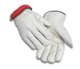 Radnor X-Large White Leather Fleece Lined Cold Weather Gloves With Keystone Thumb, Safety Cuffs, Color Coded Hem And Shirred Elastic Wrist