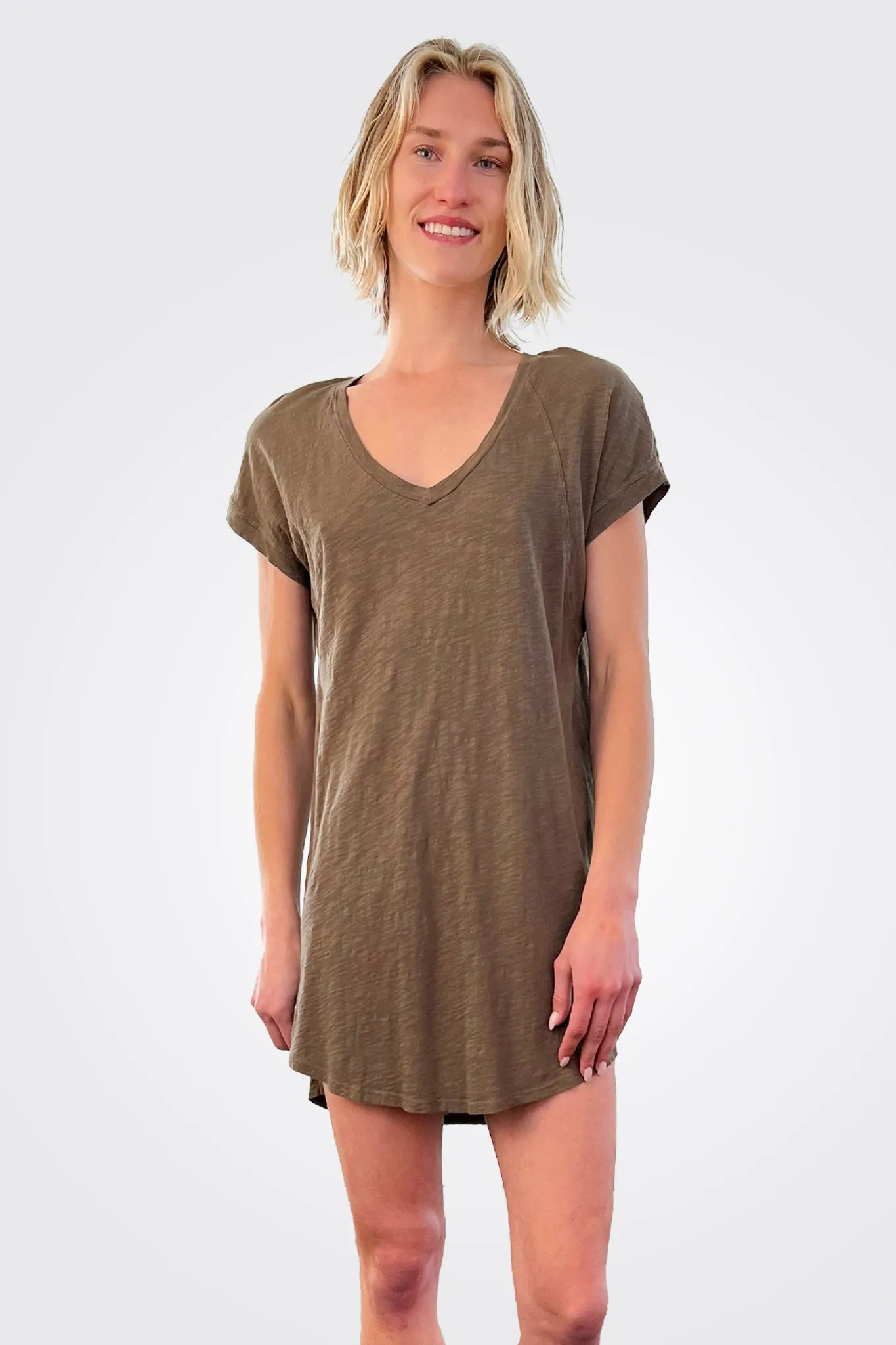 Raglan T Shirt Dress - Olive Tree