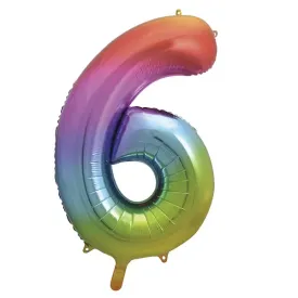 Rainbow 6 Large Shape Number Balloon