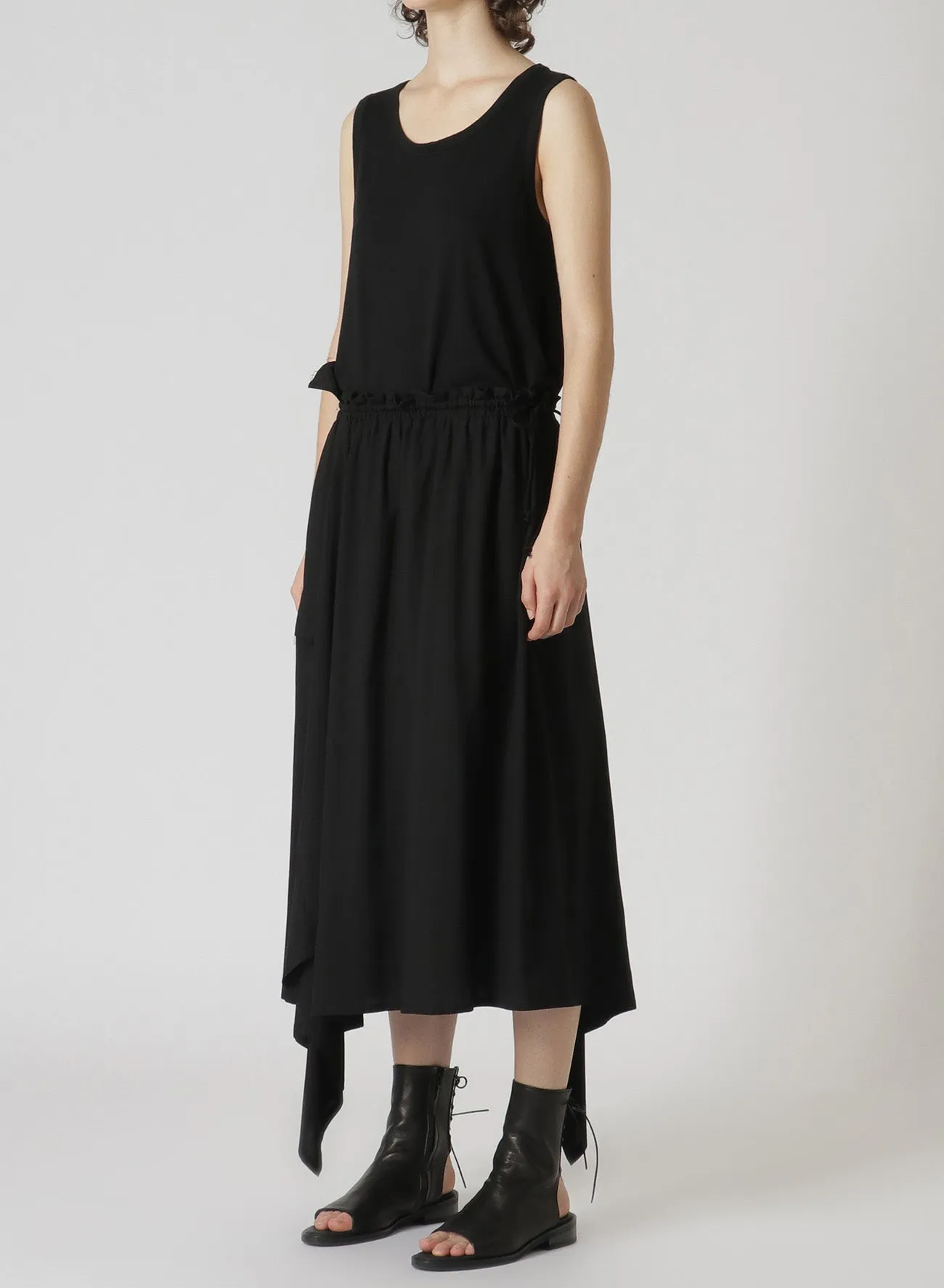 RAYON ASYMMETRIC SKIRT WITH RIGHT SLANTING HEMLINE