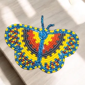 Red and Yellow Butterfly Beaded Barrette