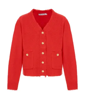 Red Buttoned Knit Cardigan