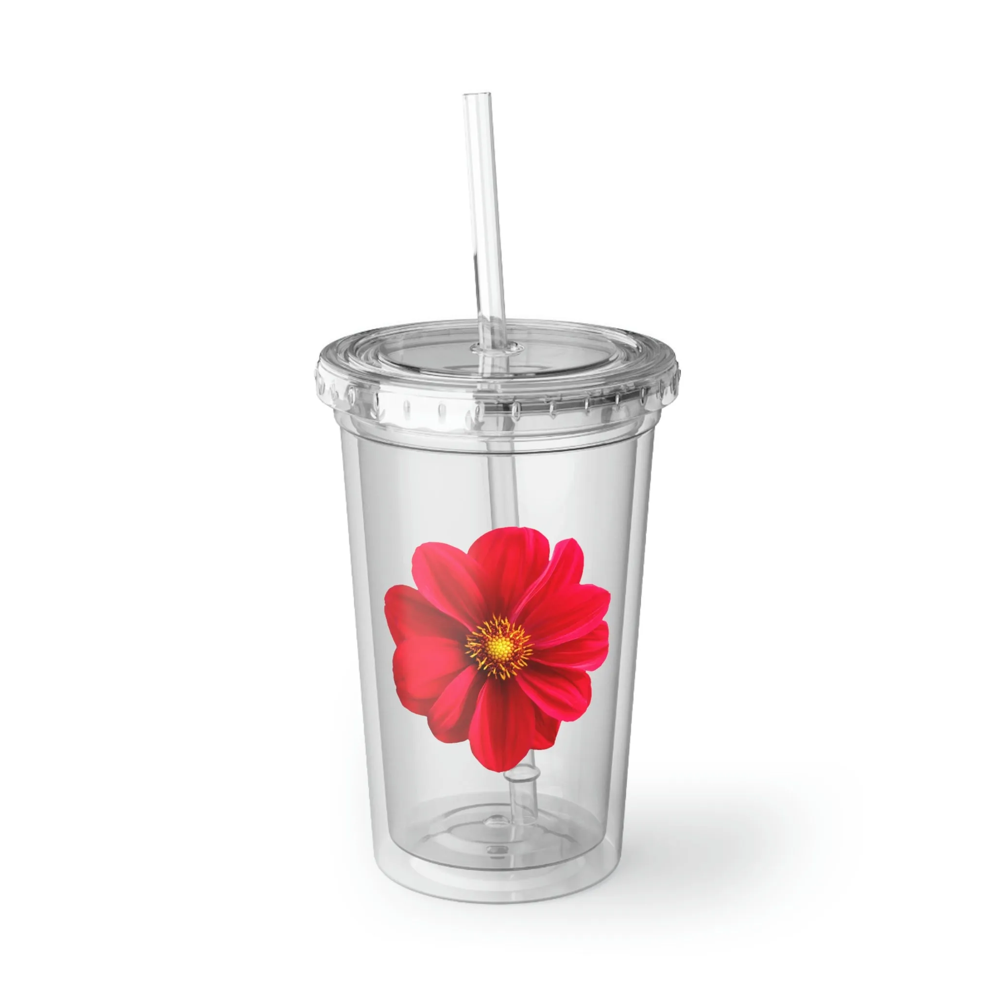 Red Flower Suave Acrylic Cup