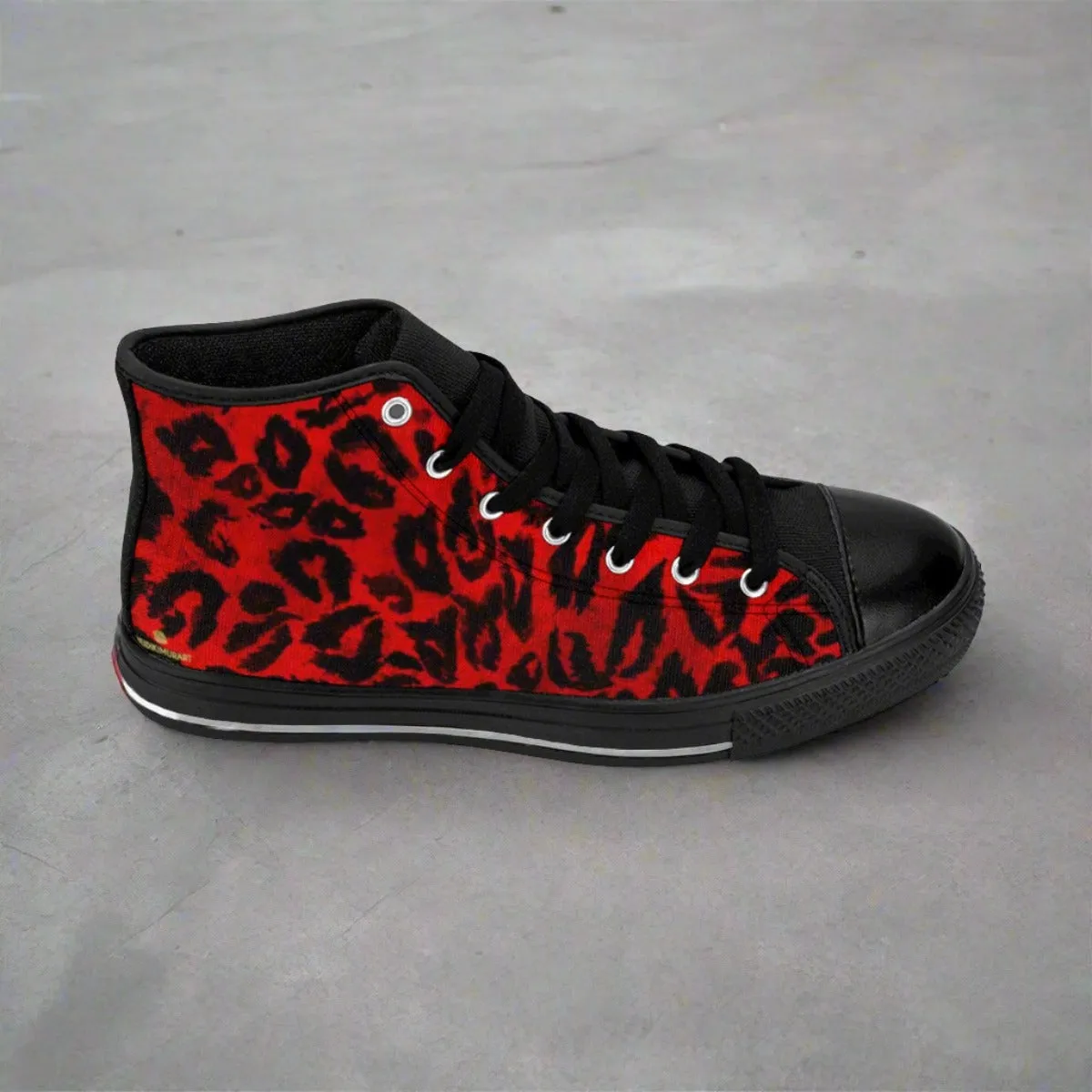 Red Leopard Men's Sneakers, Leopard Animal Print Premium High-top Fashion Sneakers Best Shoes