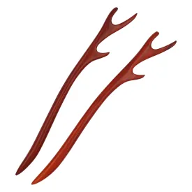 Red Sandalwood Hair Sticks Pin for Women – Set of 2 (Earth)