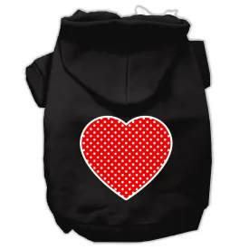 Red Swiss Dot Heart Screen Print Pet Hoodies Black Size Sm (10)