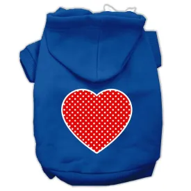 Red Swiss Dot Heart Screen Print Pet Hoodies Blue Size Med (12)