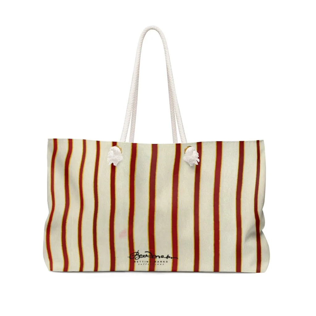 Red White Stripe Weekender Bag