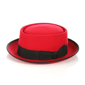 Red Wool Felt Pork Pie Hat