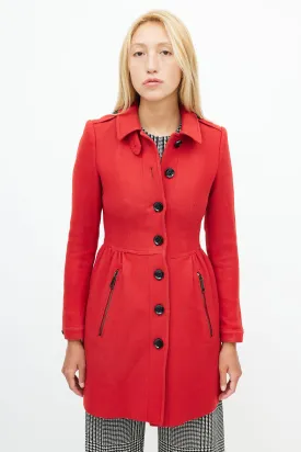 Red Wool Trench Coat