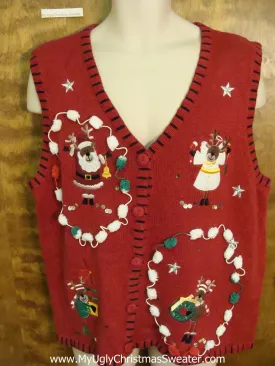 Reindeer Angel and Santa Ugly Christmas Sweater Vest