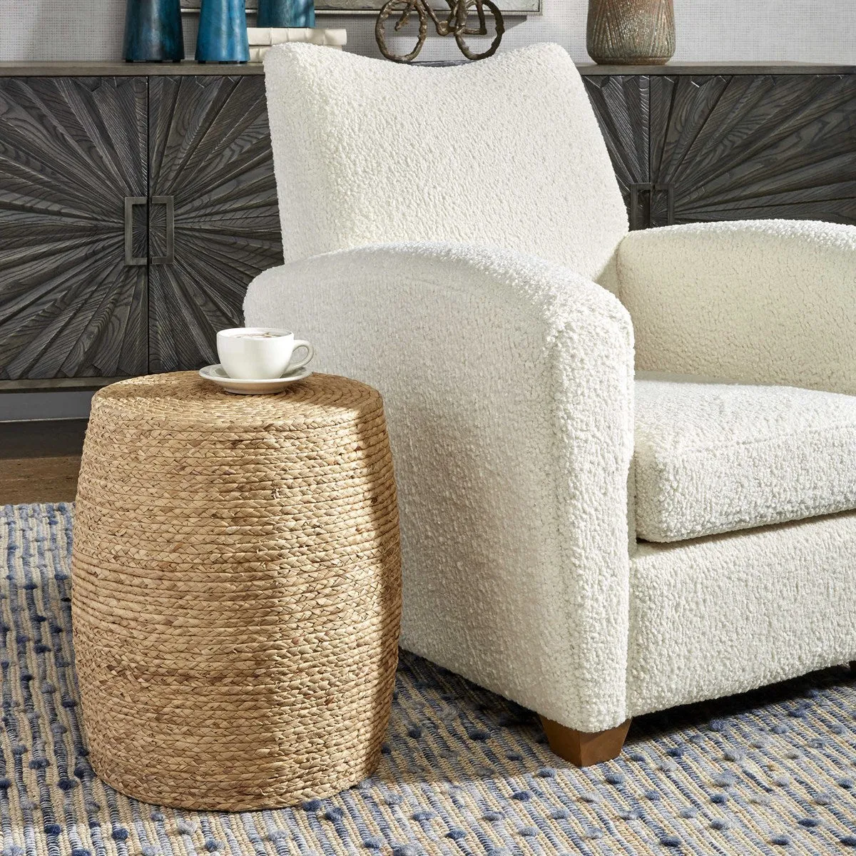 Resort Straw Accent Stool