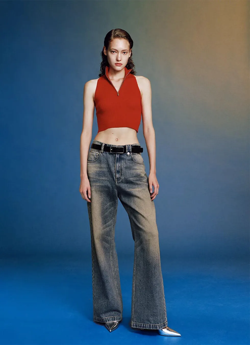 Retro loose-fitting casual denim pants