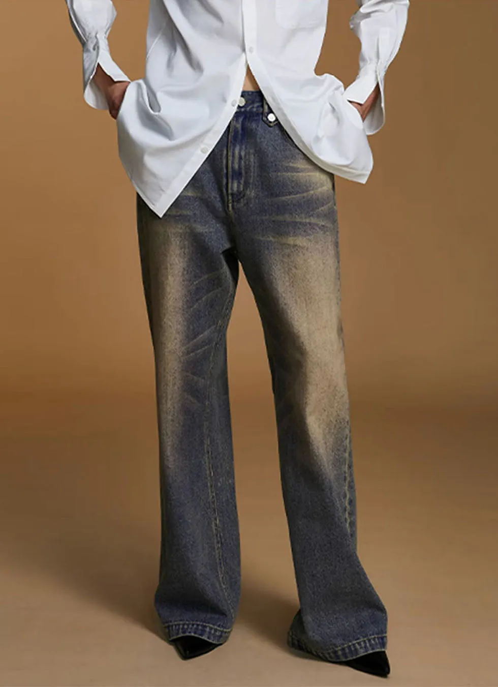 Retro loose-fitting casual denim pants