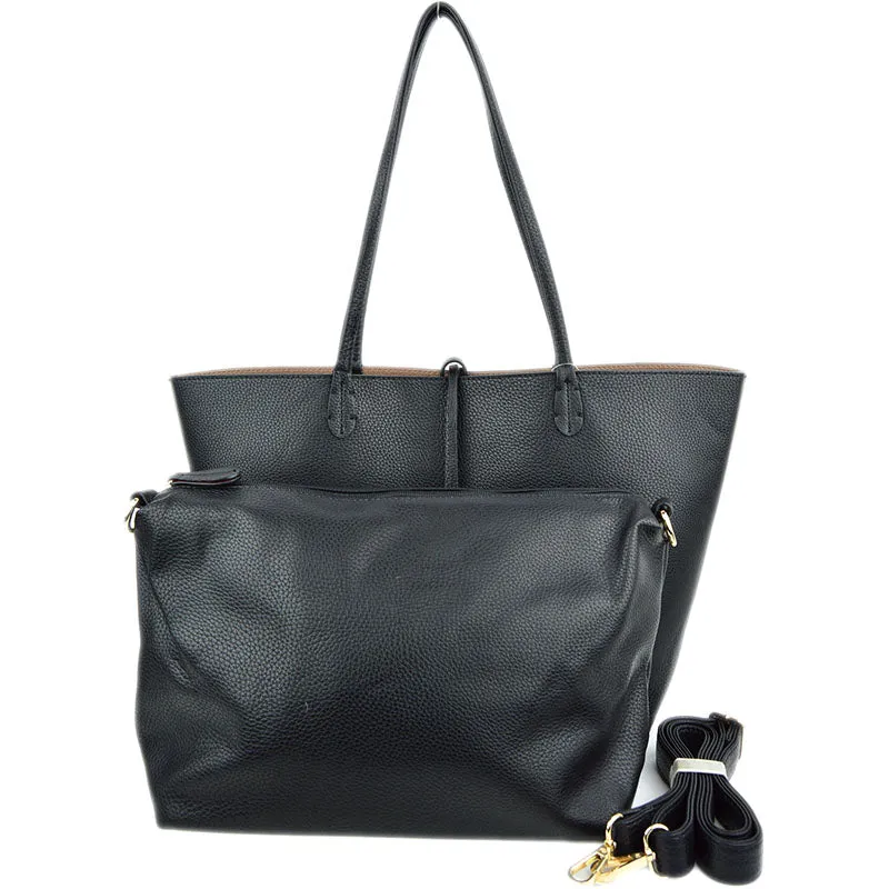 Reversible 2-in-1 Tote - Black/Khaki