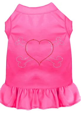 Rhinestone Heart And Crossbones Dress Bright Pink Xs (8)