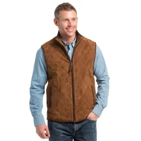 Ridgeland Diamond Quilted Lightweight Goat Suede Leather Vest- Whiskey