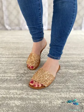 Ritzy Glitter Sandals in Rose Gold