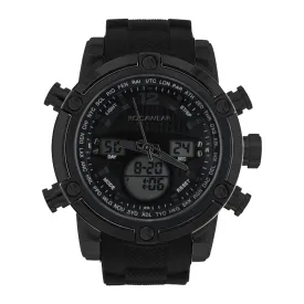 Rocawear Men's Black Silicone Strap Watch 51mm