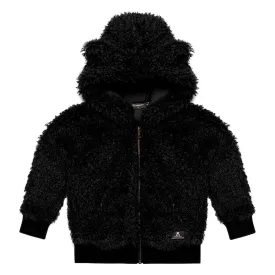 Rock Your Kid Black Sherpa Bear Hoodie