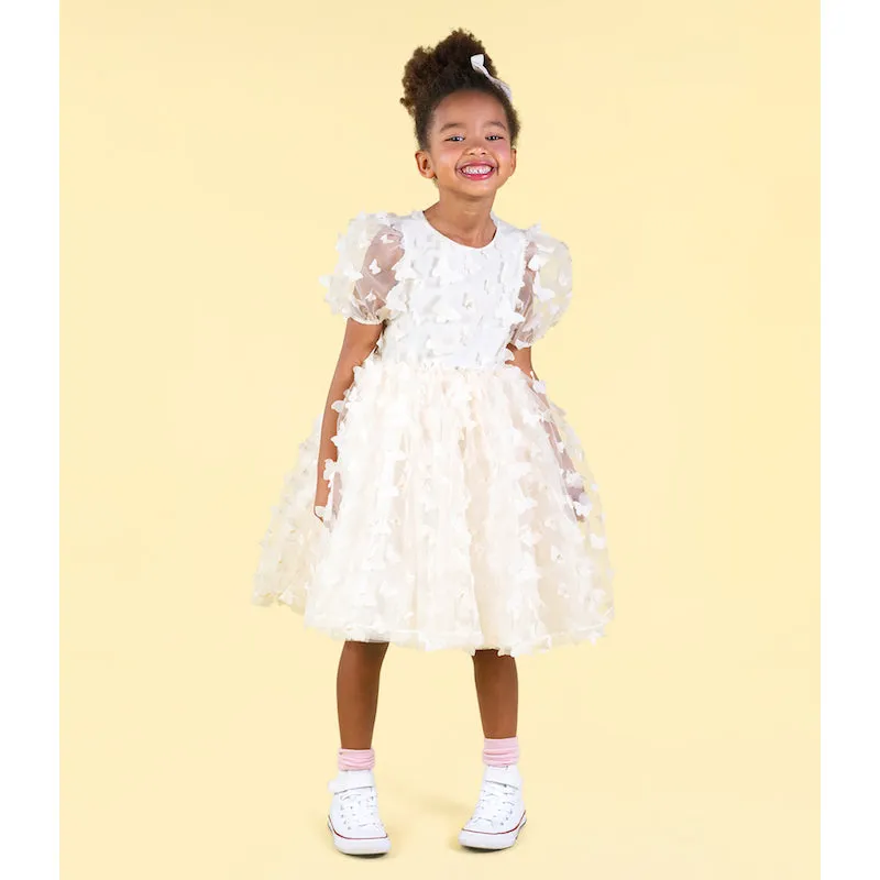 Rock Your Kid Cream Butterfly Tulle Party Dress