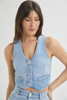 ROLLAS Dallas Denim Vest - Old Stone